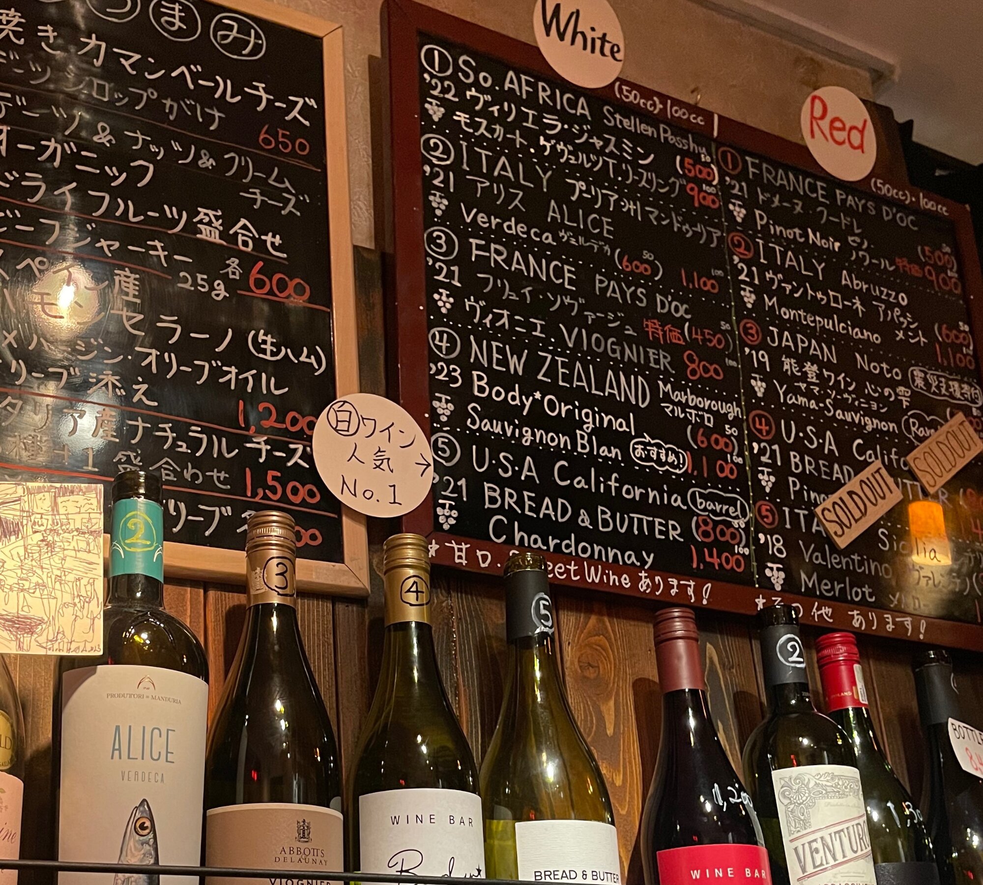 グラスワインの単価は900円～。チャージは500円/人
