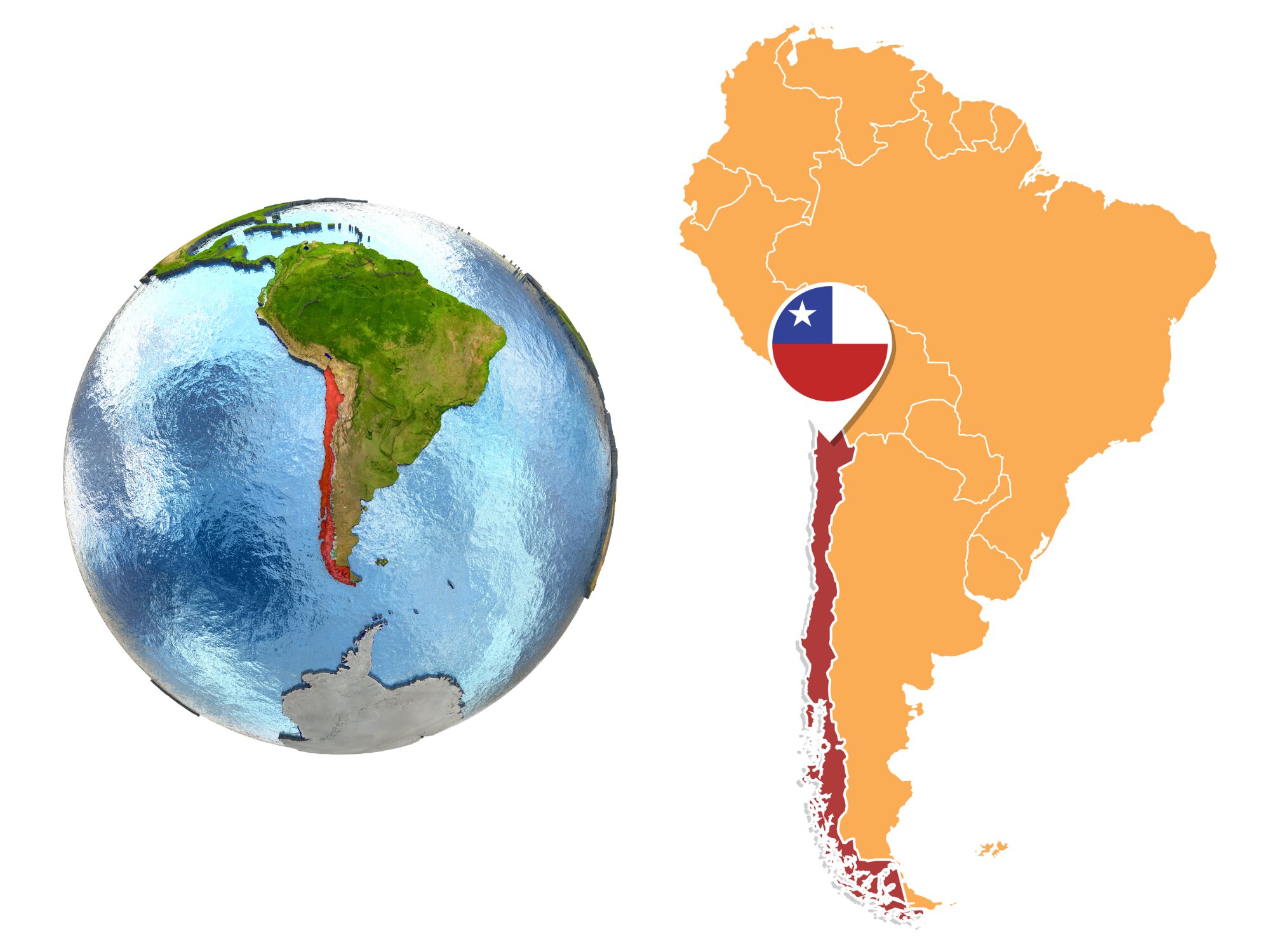 出典：Canva チリは海と山を東西に囲まれた国