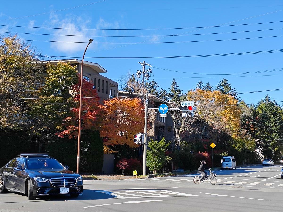 新軽井沢交差点付近の紅葉