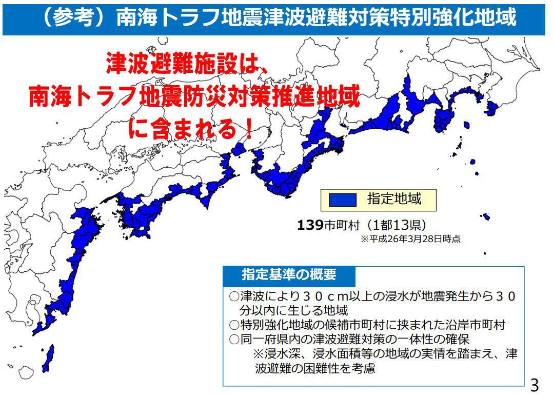 出典：出典：内閣府　令和3年4月時点の津波避難施設の整備数を加工