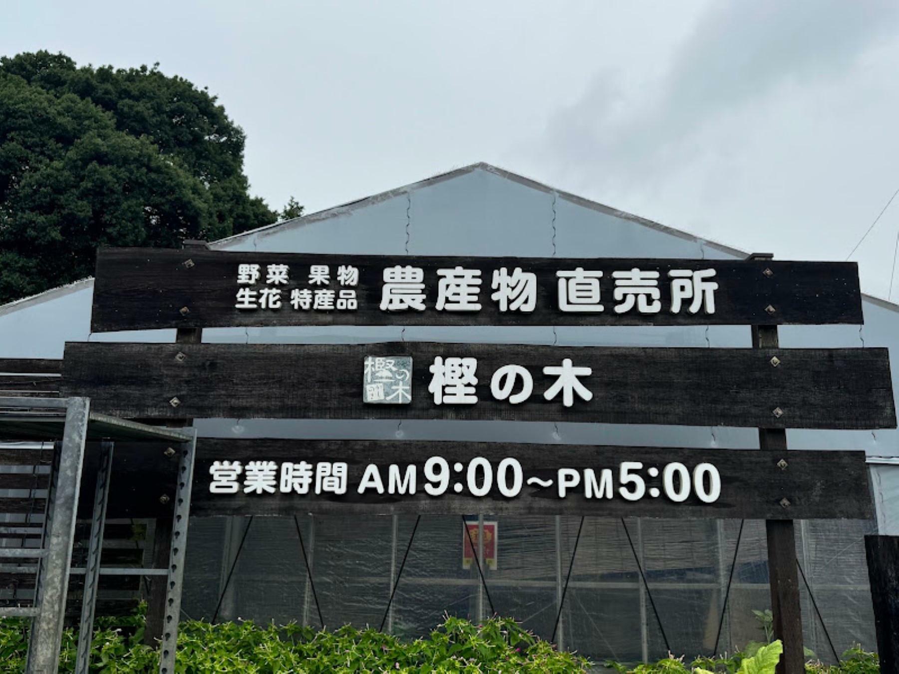  農産物直売所 樫の木 青菅本店の看板。