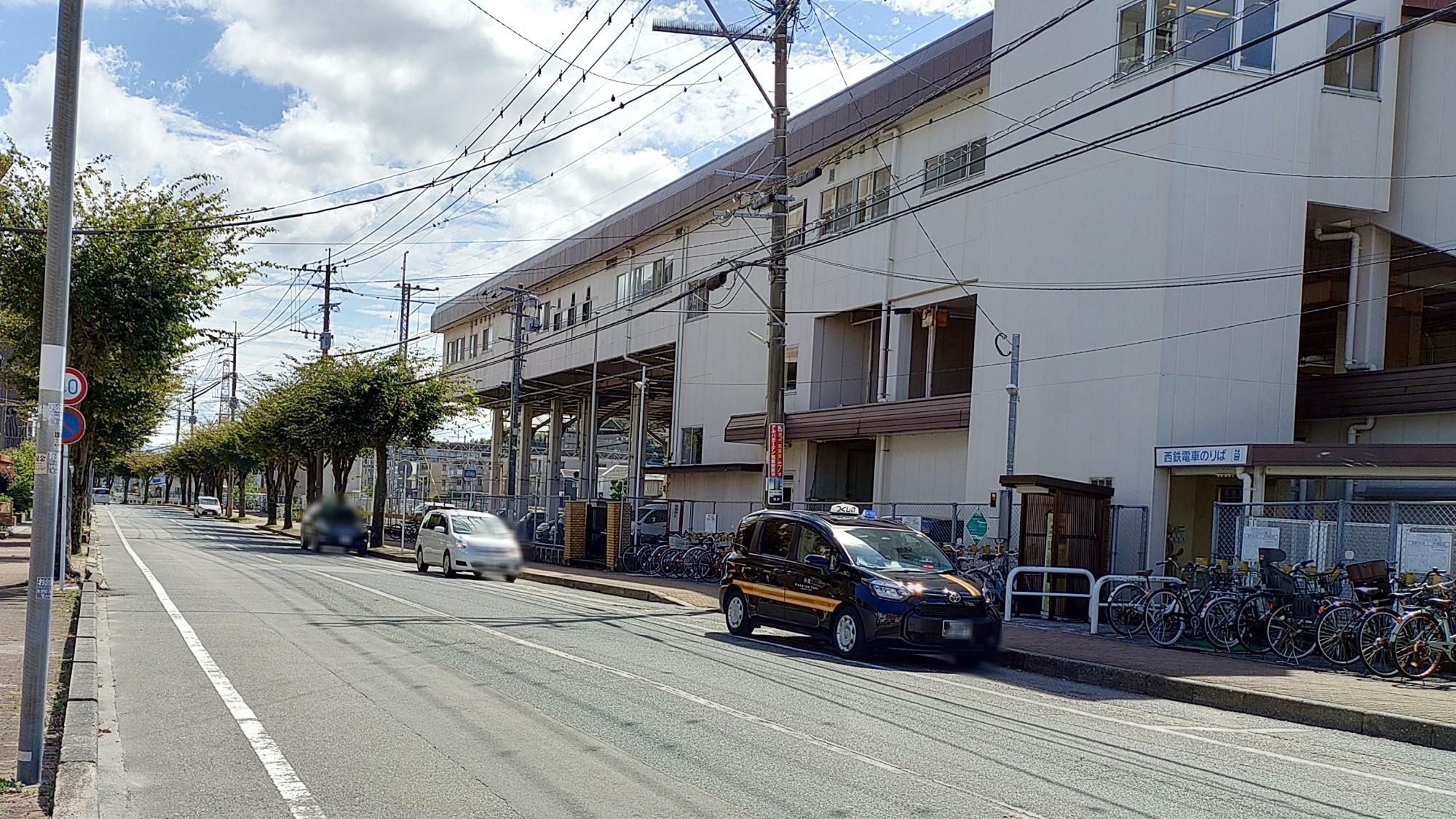 西鉄筑紫駅から西鉄車両基地へ向かう道