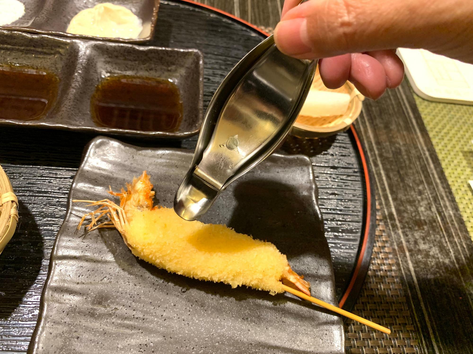 天然ものの「海老の串揚げ」