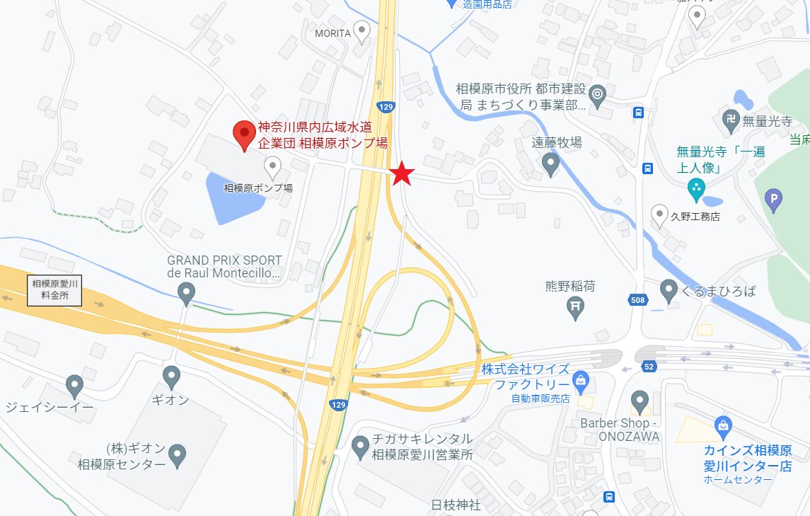Googleマップより　谷原橋は★マークの場所です。