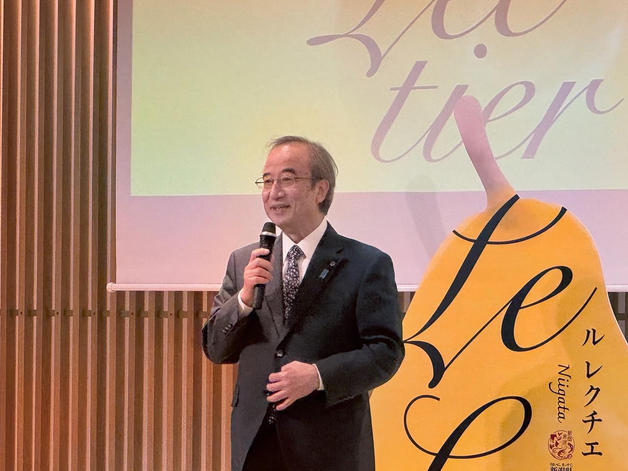 「ル レクチエ」解禁イベント『プレミアムよんでるないと』に登壇した新潟県知事の花角英世氏