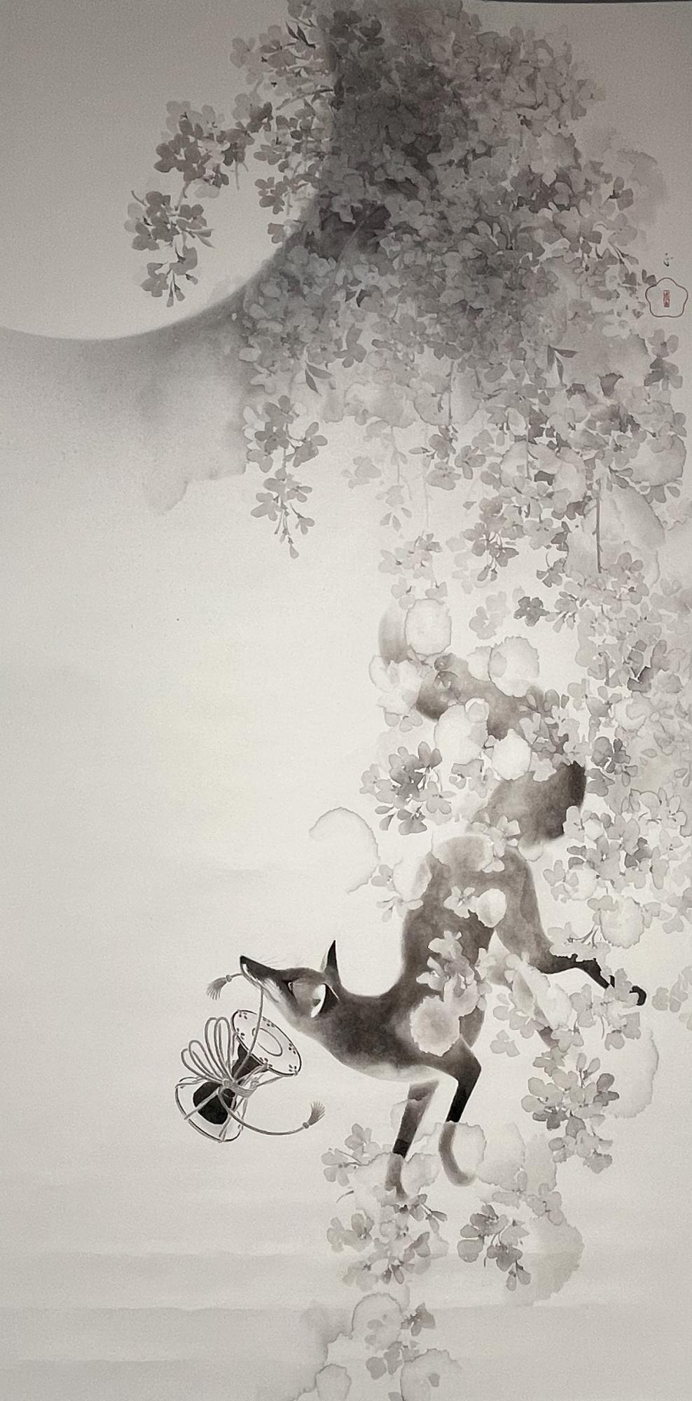 【訳あり・特価中】水墨画家・藍墨作家　田中應吉　特選手描き野蚕糸 訳あり・特価中】水墨画家・藍墨作家 田中應吉 特選手描き野蚕糸