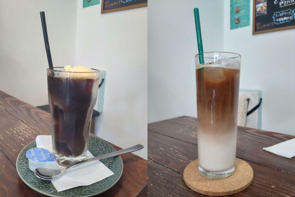 【左】コーヒーフロート（単品：税込720円）【右】カフェラテ（単品：税込550円）