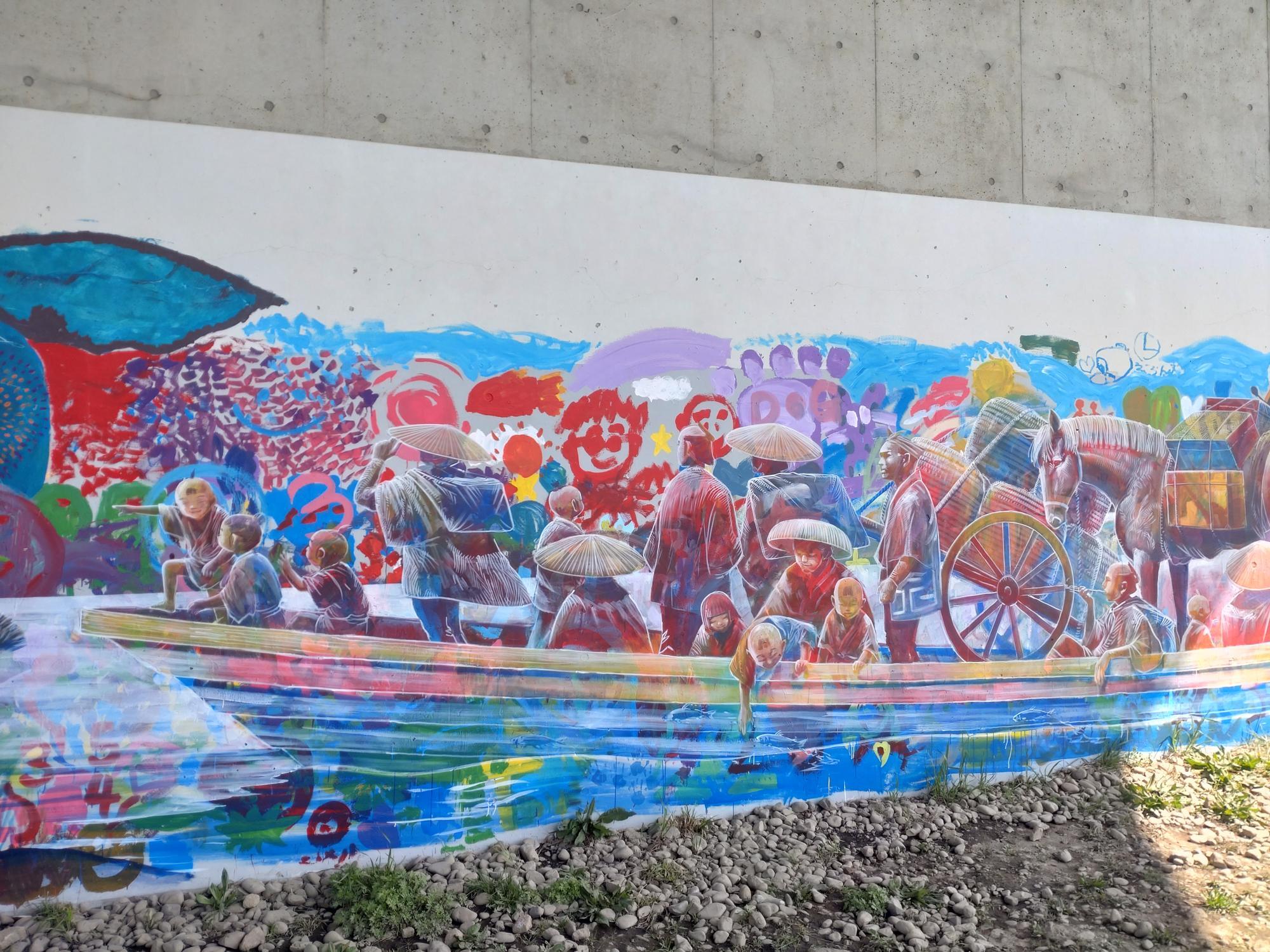 絵画　絵 川崎市高津区】国道246号橋脚の壁画アートから浮き上がる100年前