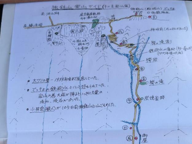 山頂に置かれた登山者ノートにあった地図