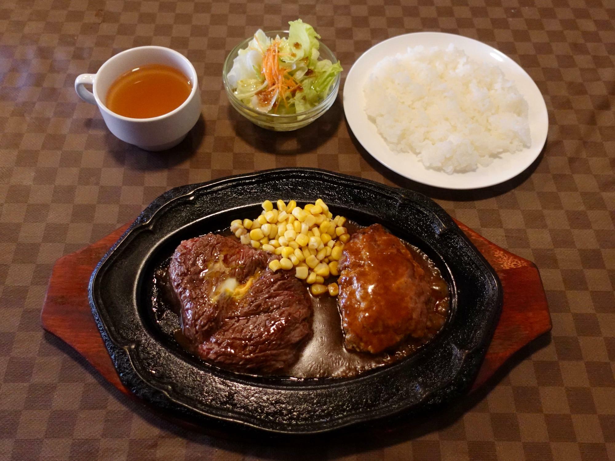 盛り合わせランチ（ステーキ・ハンバーグ）1,300円