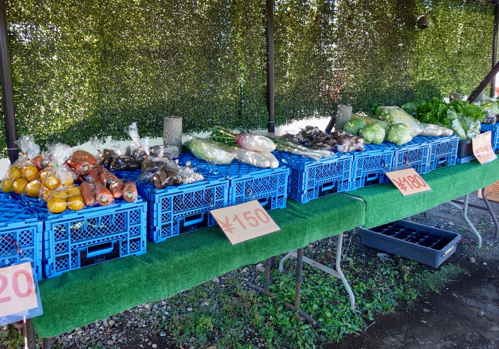 新鮮野菜の無人販売も！