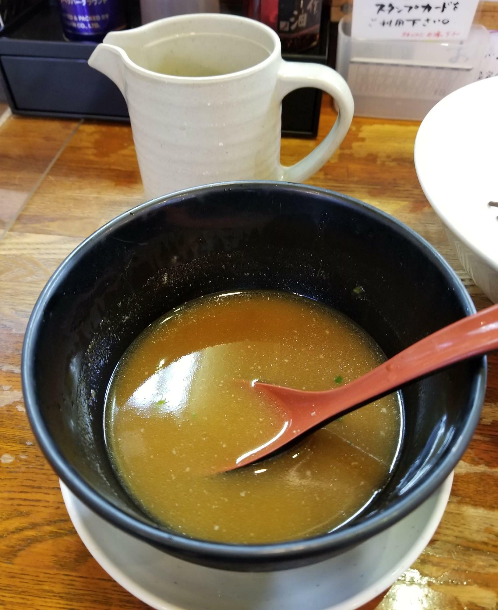 蕎麦湯を入れたスープ