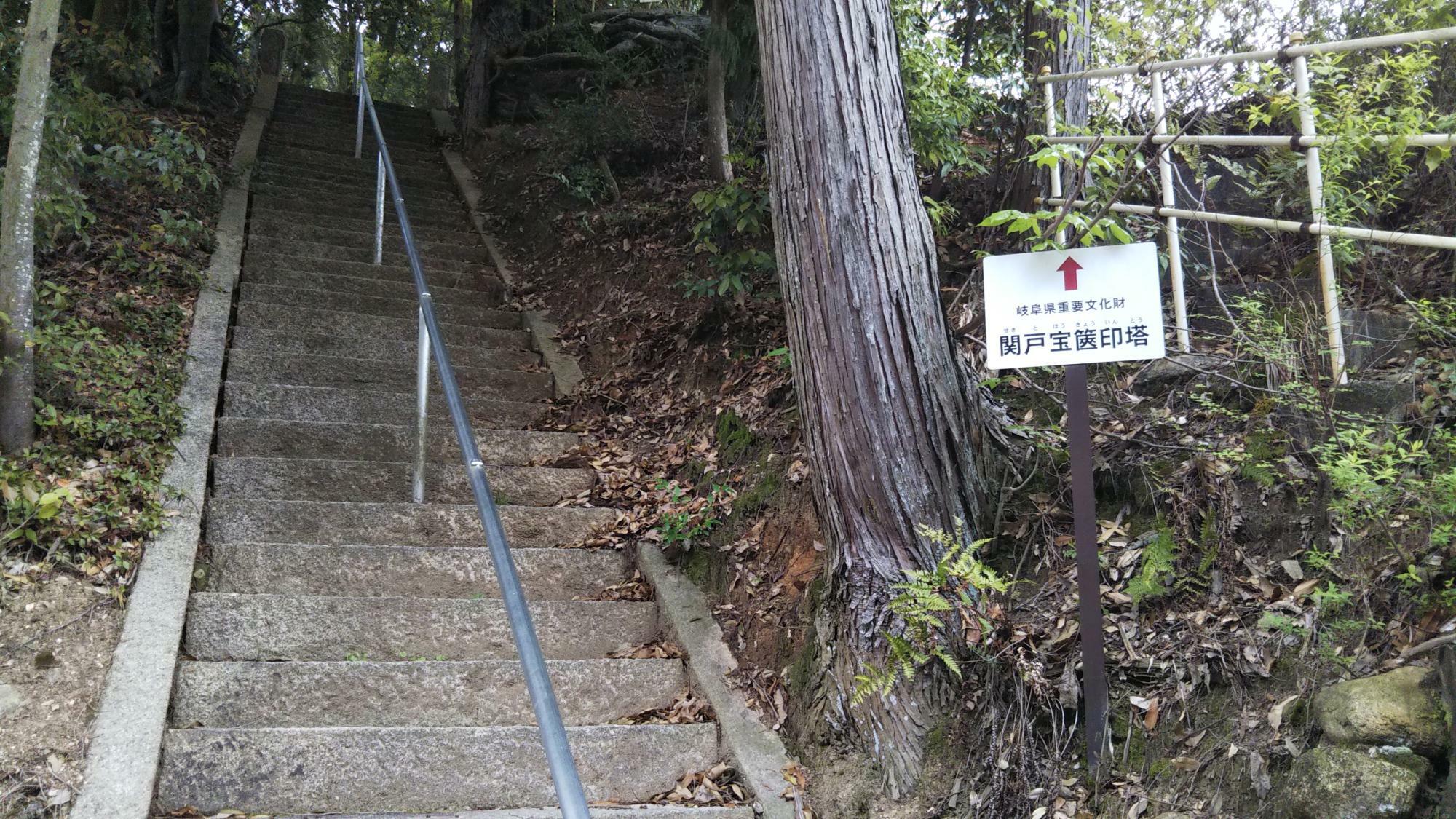 ひっそりとしていますが、岐阜県の重要文化財なんですね。小さくて急な階段です