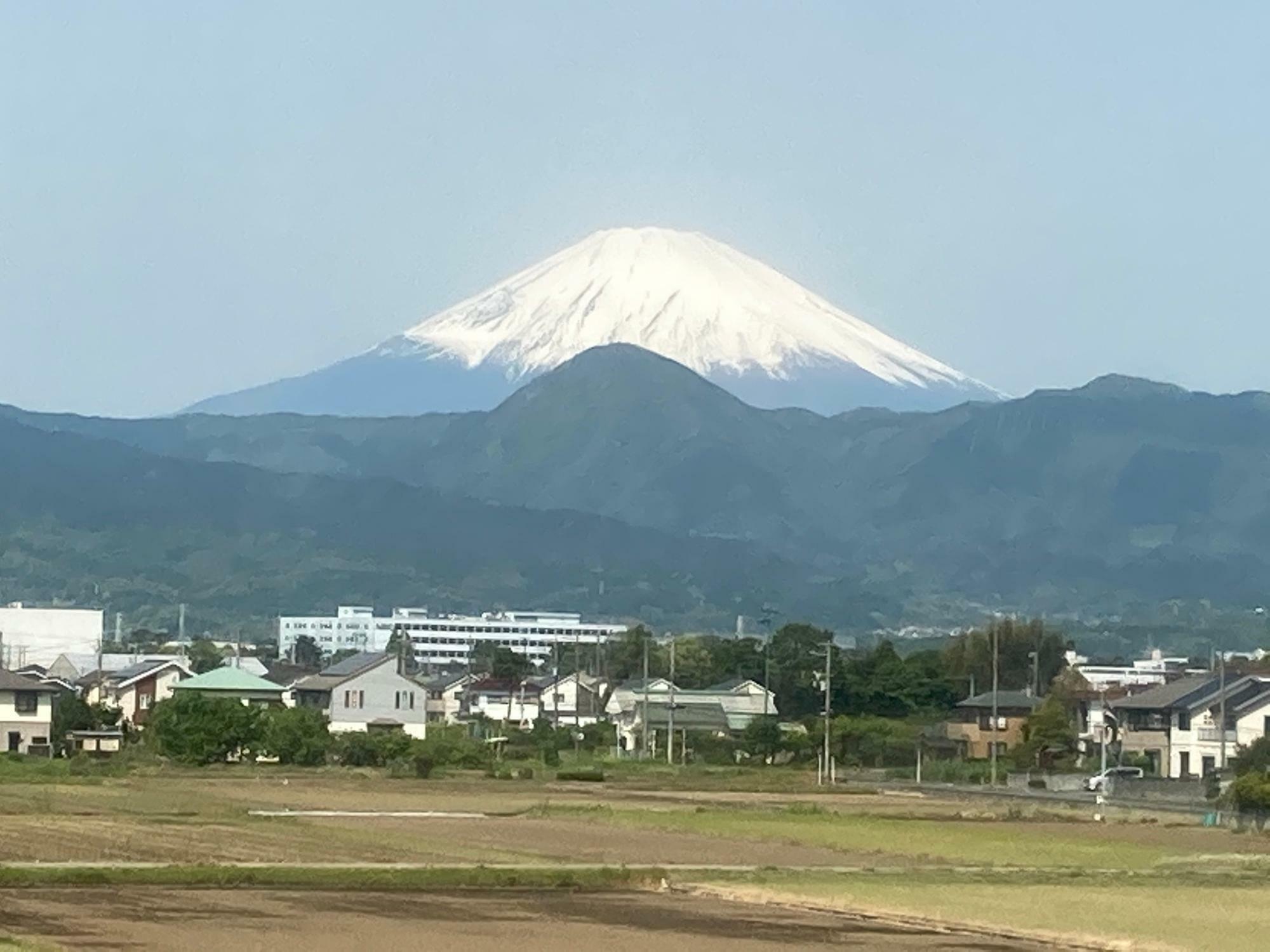 電車に乗っているとじわじわと近づいてくる富士山にテンションが上がります