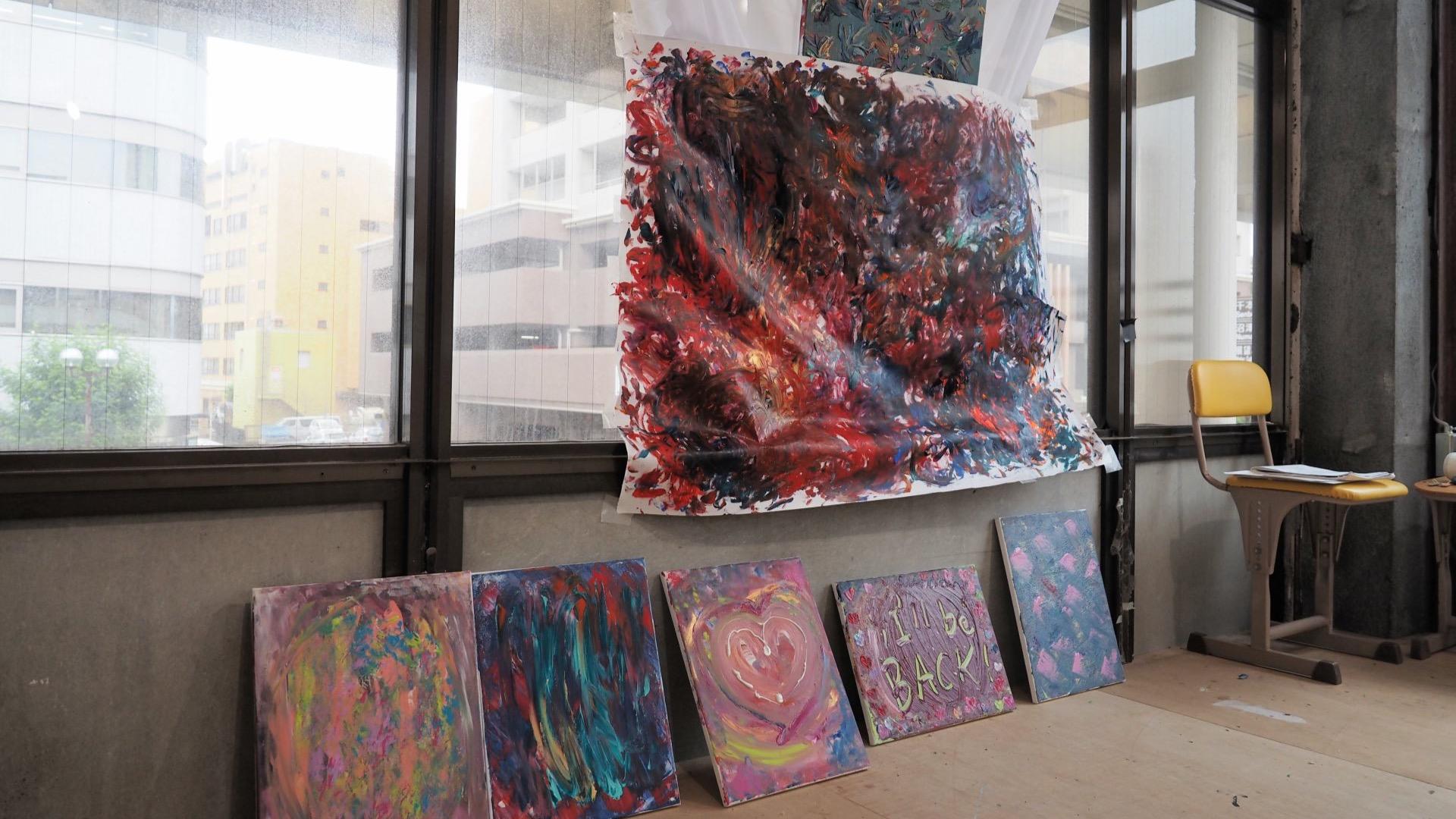 抽象画 都市シルエット F3サイズ アートインテリア⁄キャンバス_A-C-93