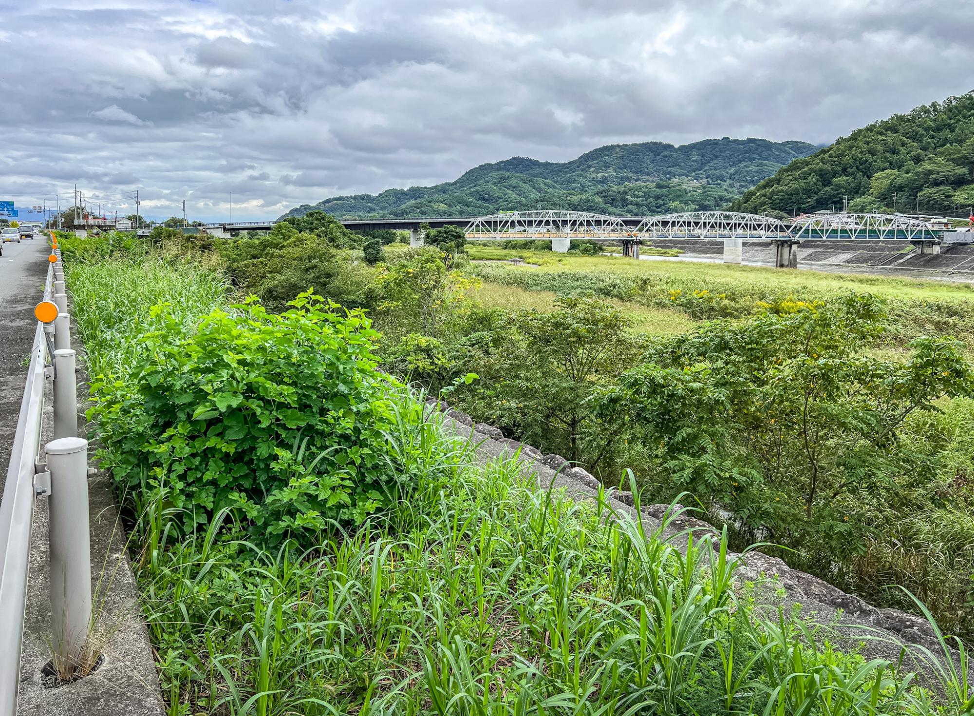 以前ご紹介した「黒沢河岸」は旧富士橋（写真のトラス構造の橋）の東詰（向かって右側）になります