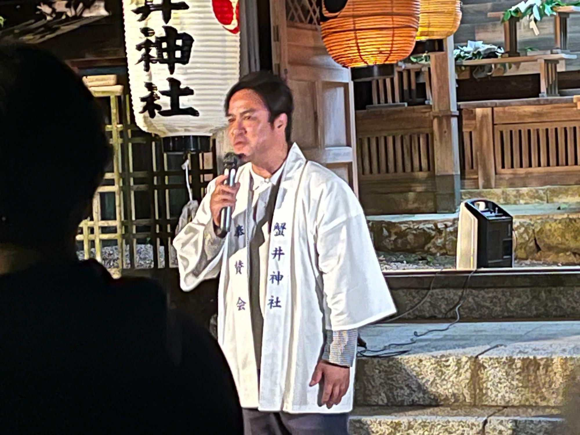 昨年10月蟹井神社の湯立神事にて