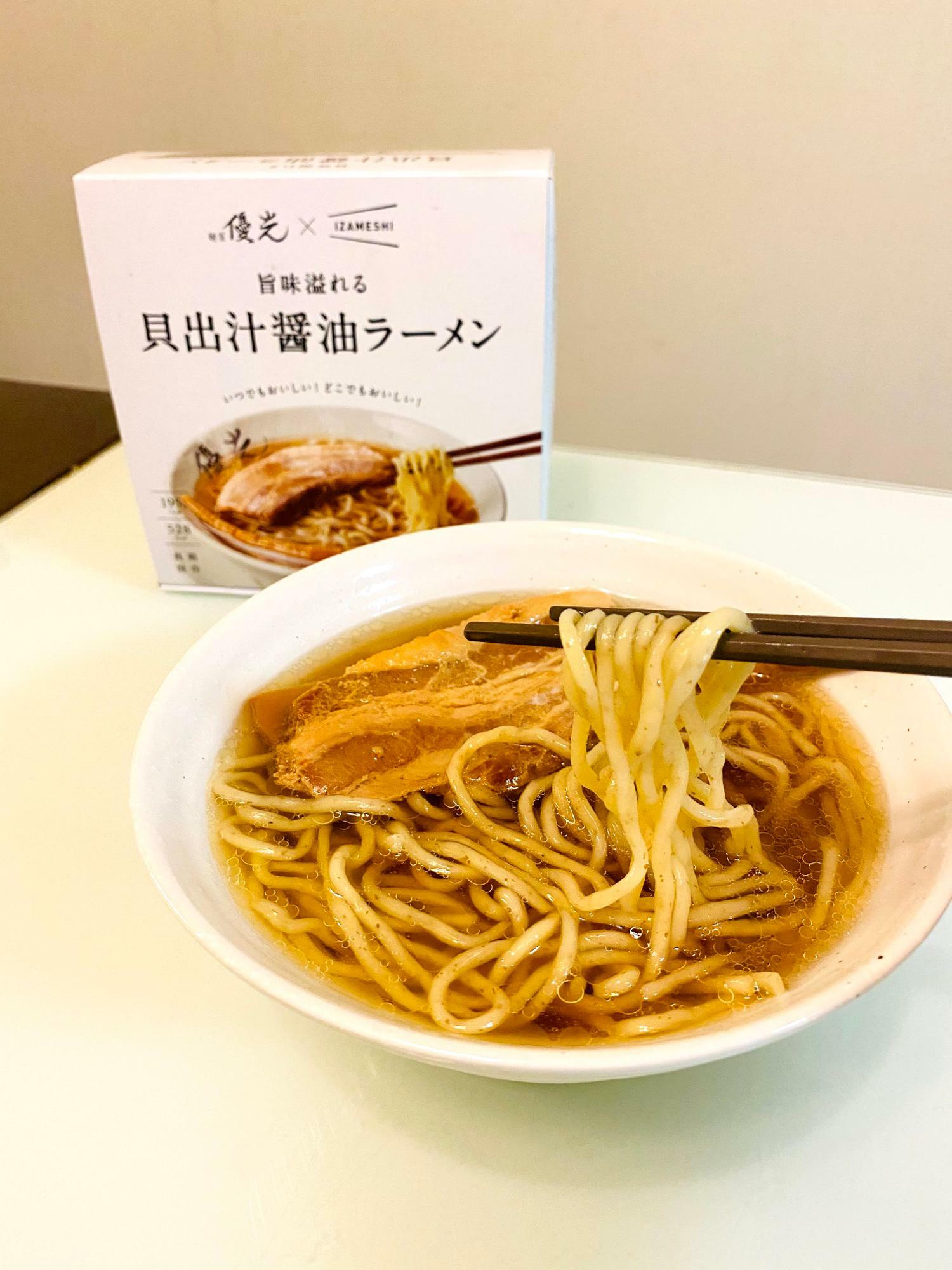 麵屋優光×IZAMESHIの非常食ラーメンは箱とそっくりになりました！！