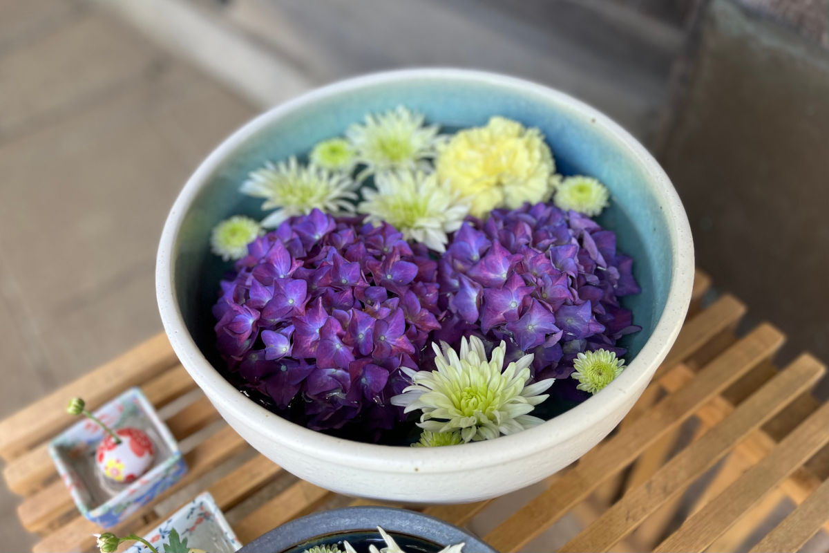 法輪寺の花手水