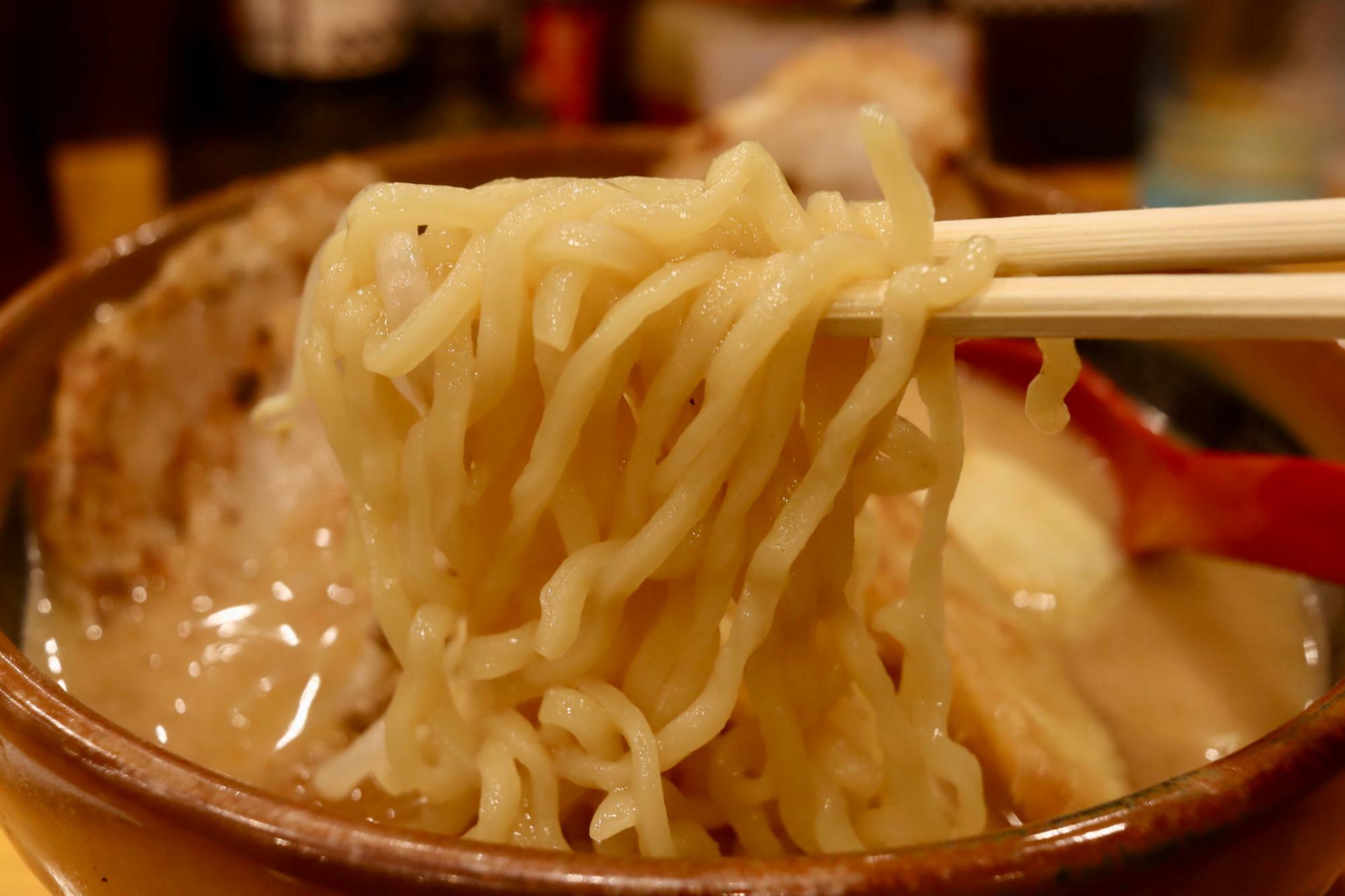 ぷりぷりの太麺がスープとマッチ