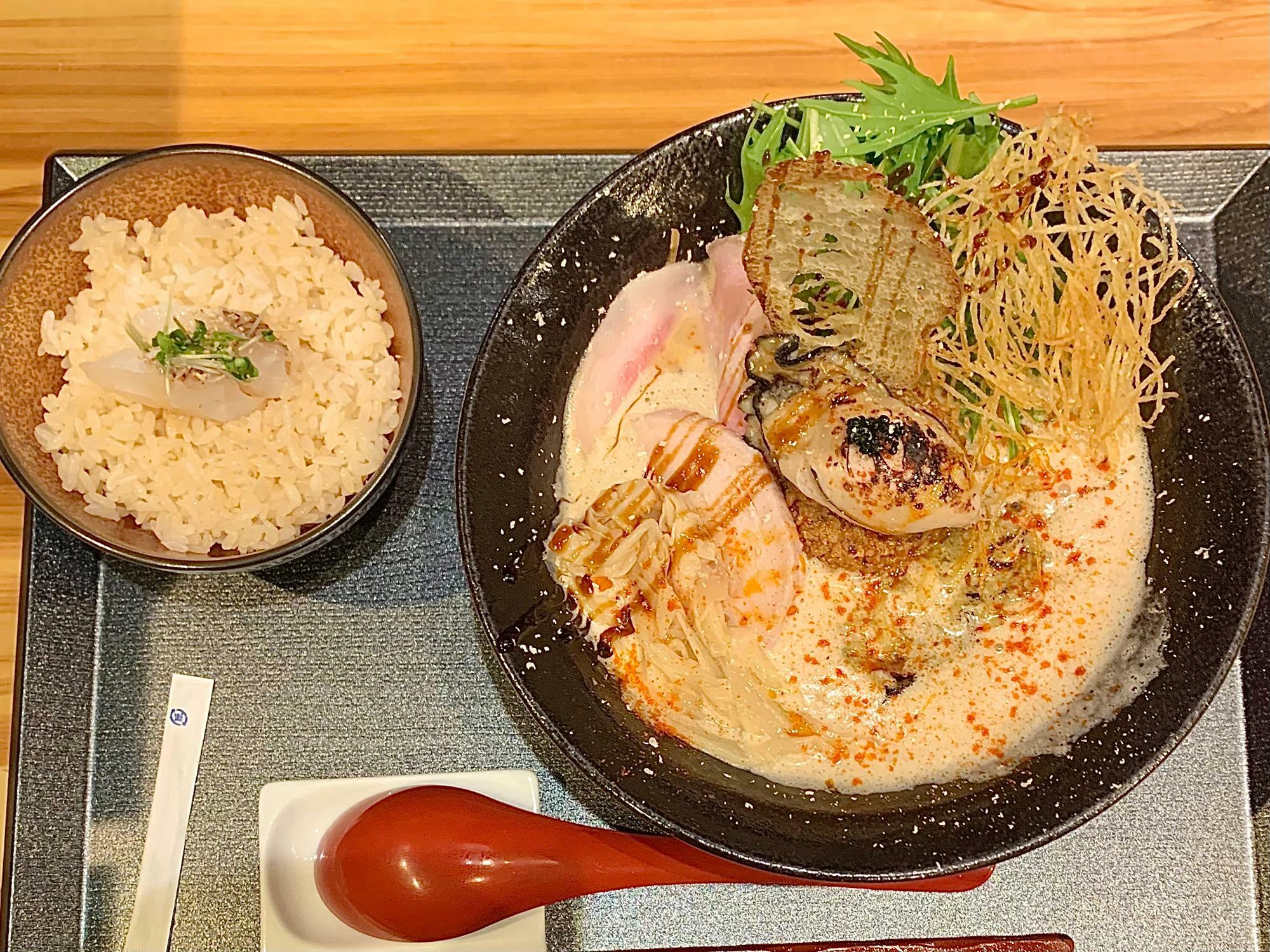『牡蠣×鯛担麺』＋『鯛めし』
