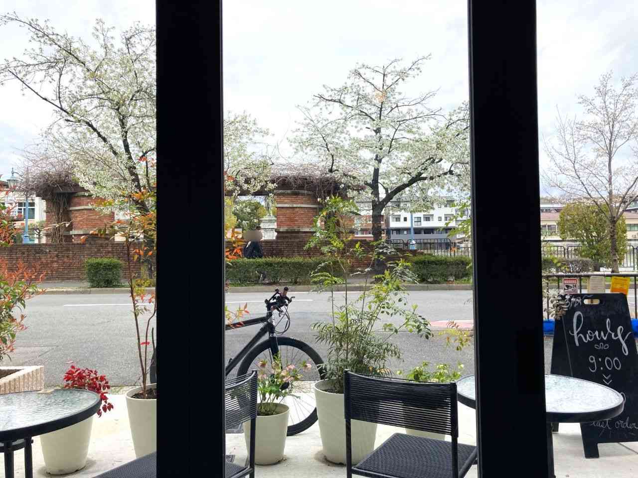 カフェ「ETRA」から桜を望む