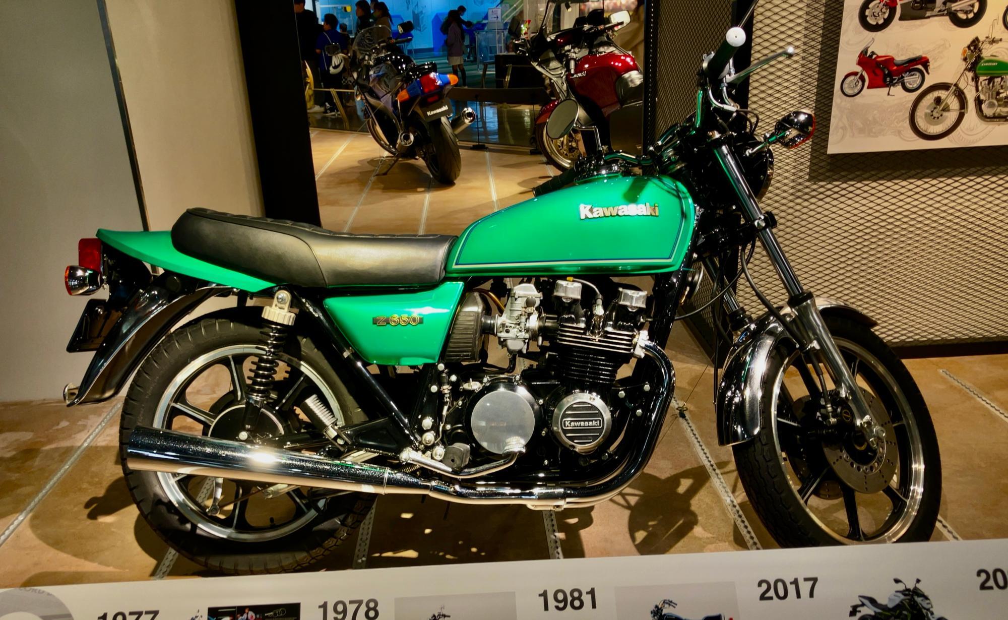 ▲特別展示コーナーの一番手前に置かれていたのが、Z650。「ザッパー」として今も人気が高い