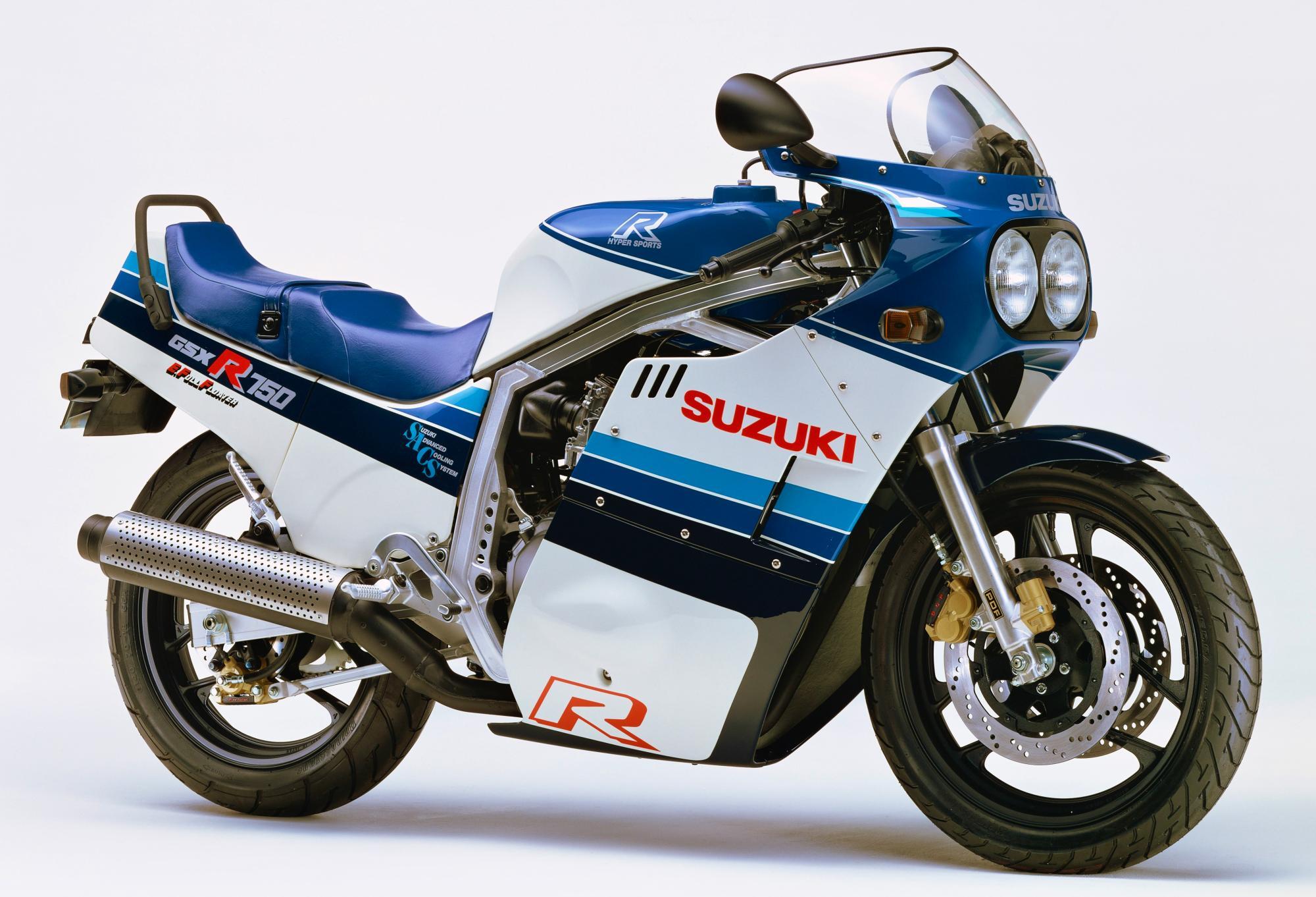 ▲GSX-Rシリーズの２作目として生まれたR750。GSX-R(400)は水冷エンジンだったが、R750には油冷エンジンを採用