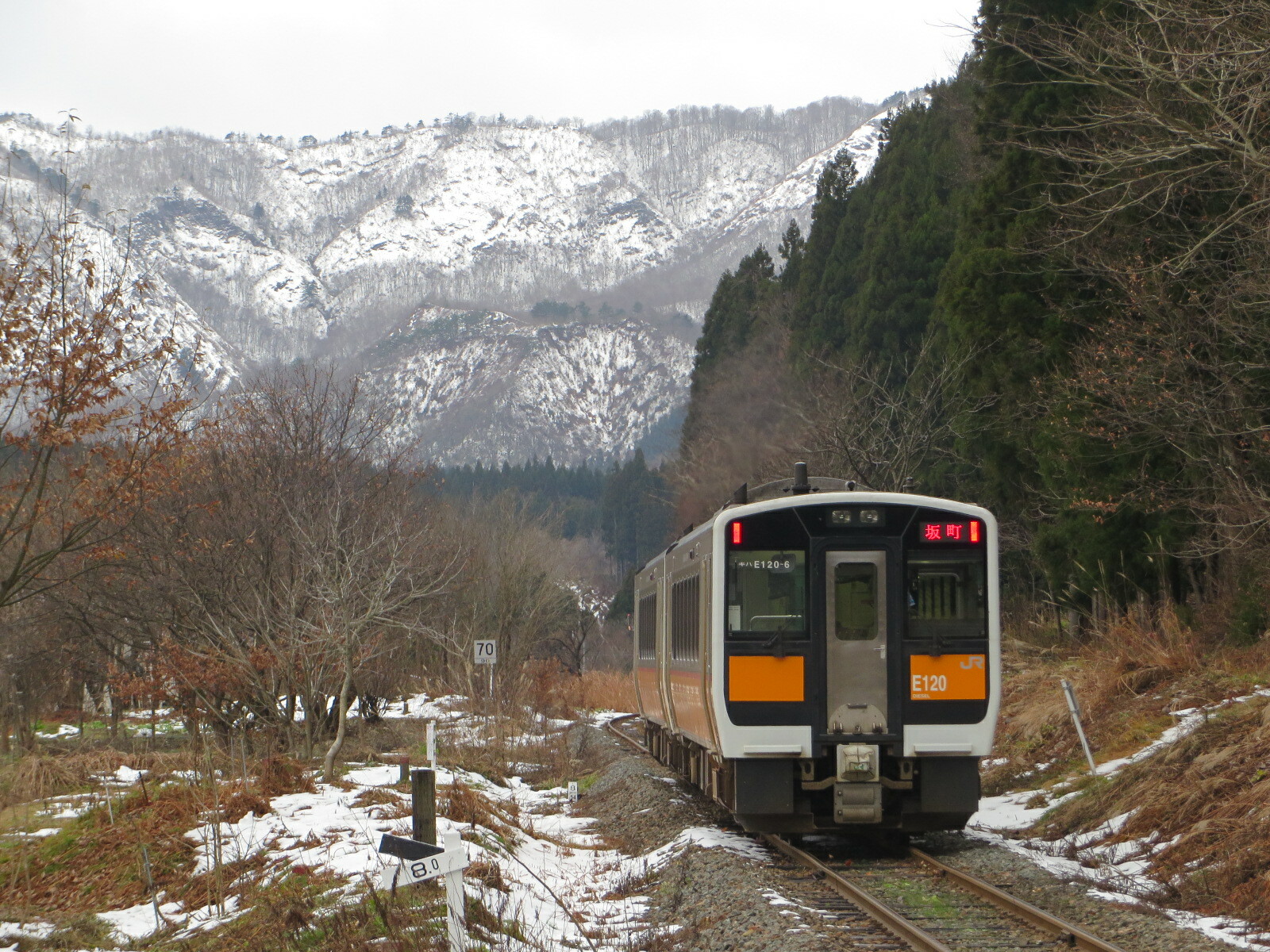 米坂線（令和元年12月15日、羽前松岡駅　写真の車両は現在只見線で運用されている）