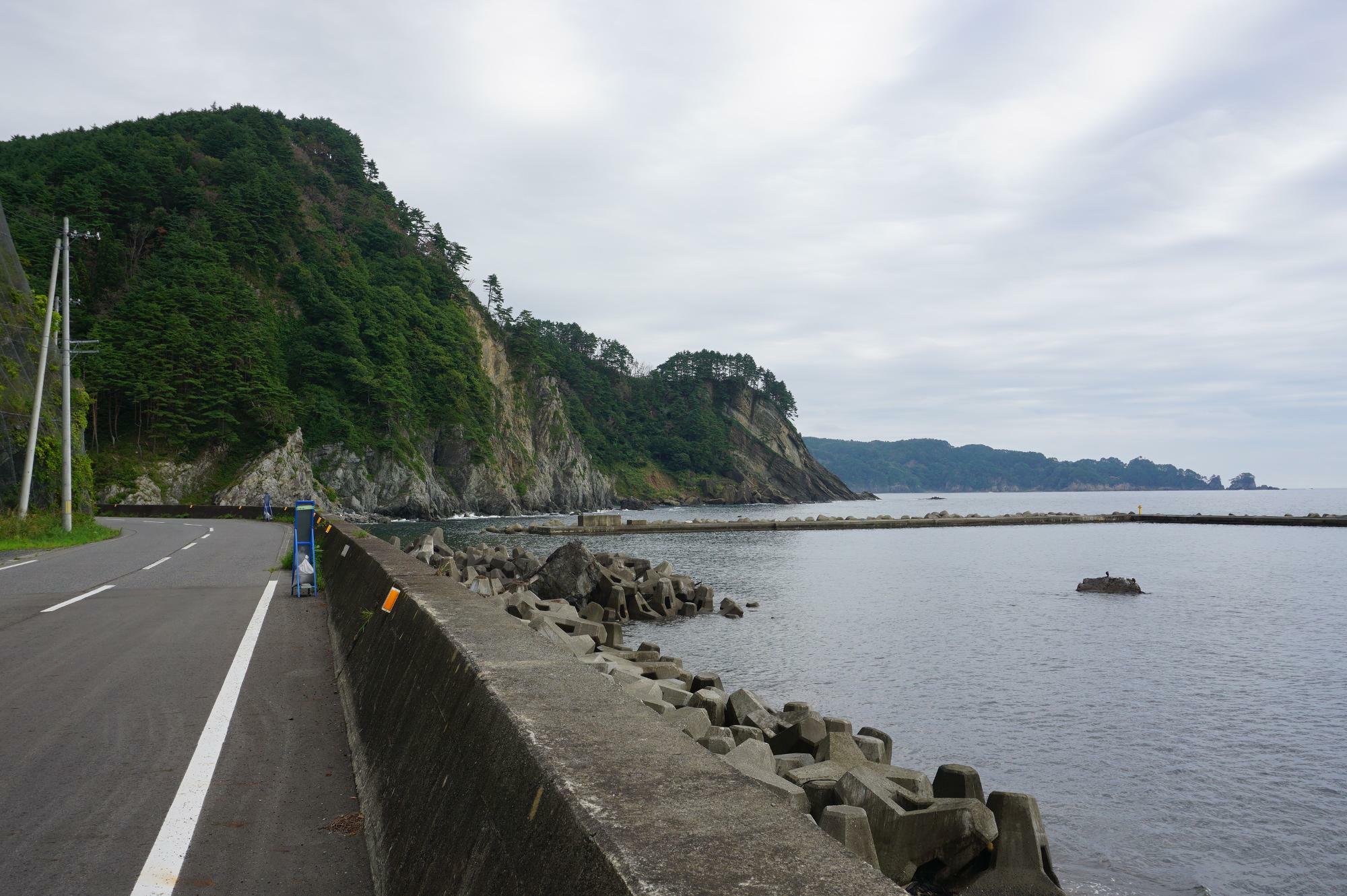 防潮堤の先の海