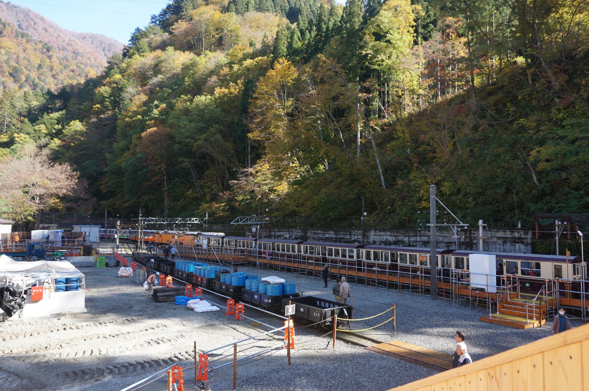 展望台から見た猫又駅構内