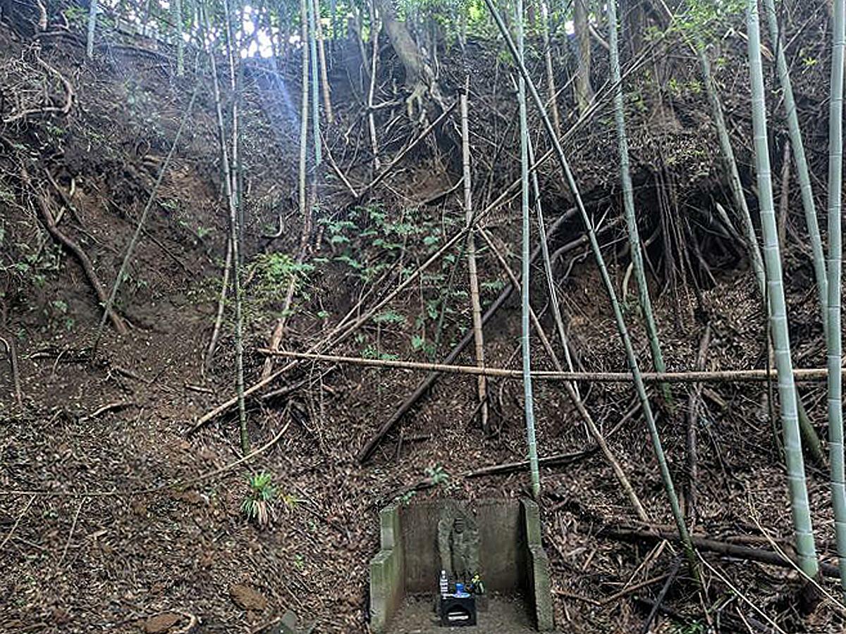 かつては4丈（12m）の滝だった、有馬療養温泉から徒歩6分の場所にある不動の滝跡。