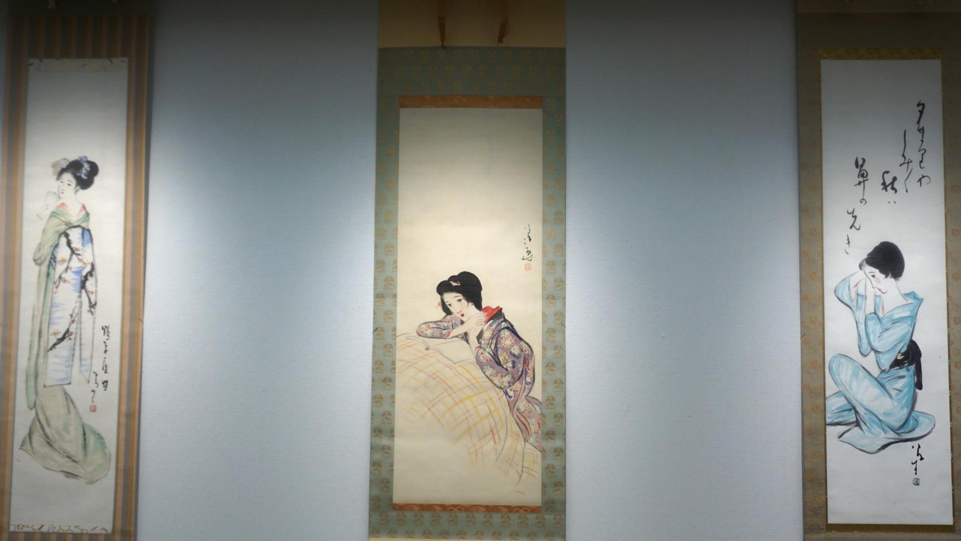 竹久夢二掛け軸(大きい）模写 楽天市場】掛け軸 掛軸 黒船屋 竹久夢二(複製画) 尺五立(54.5