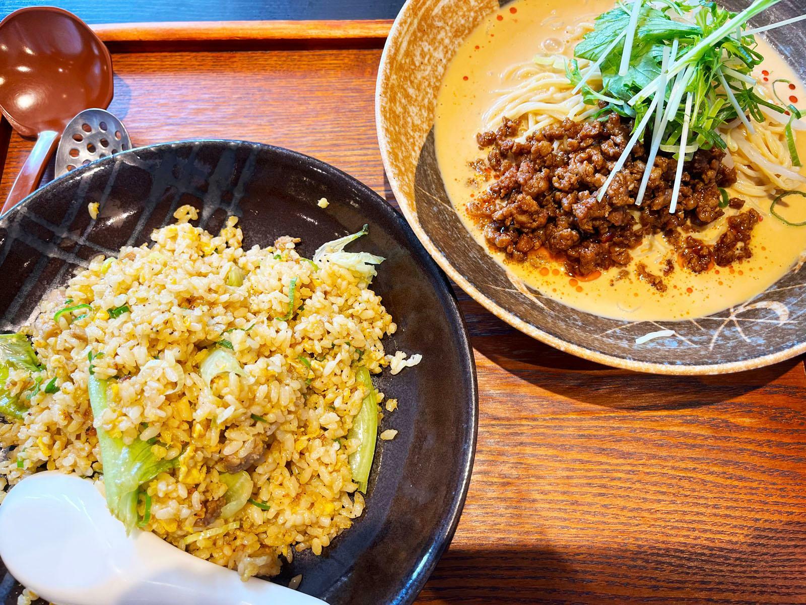 冷やし担担麺とガーリックチャーハン