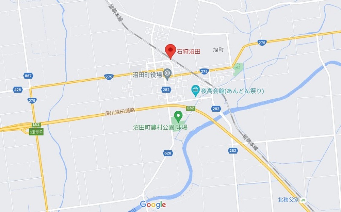 石狩沼田駅の位置　(C)Google