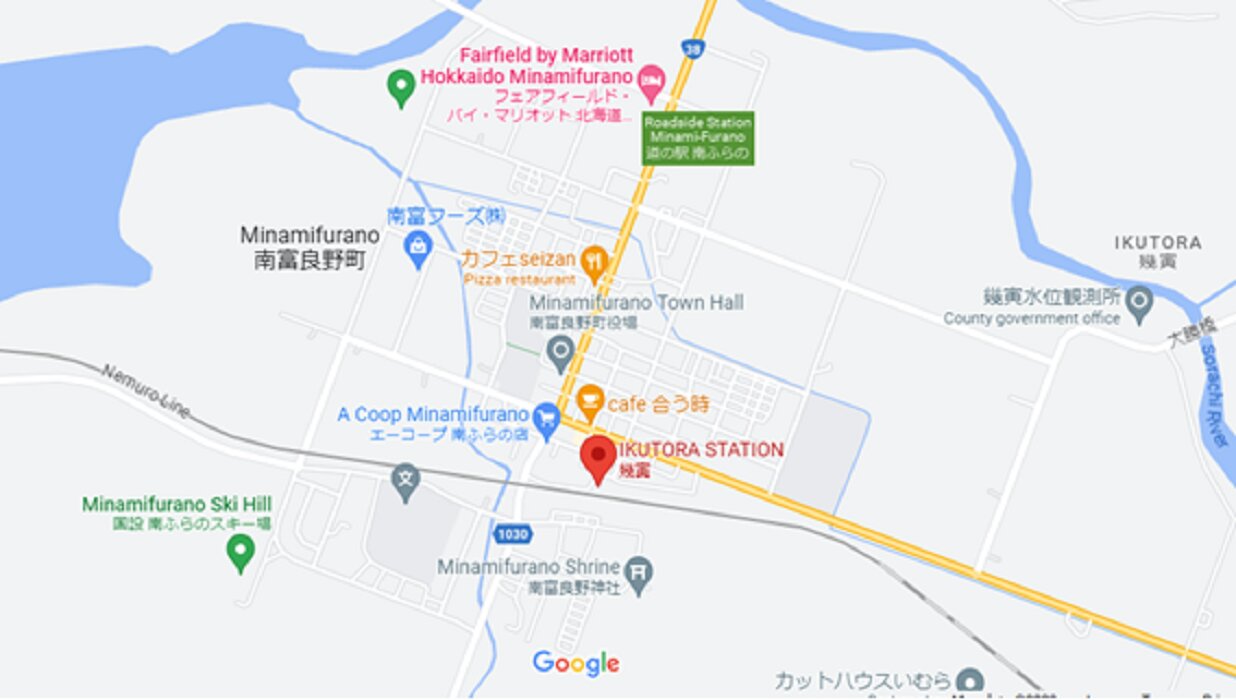 JR根室本線・幾寅駅の位置　(C)Google