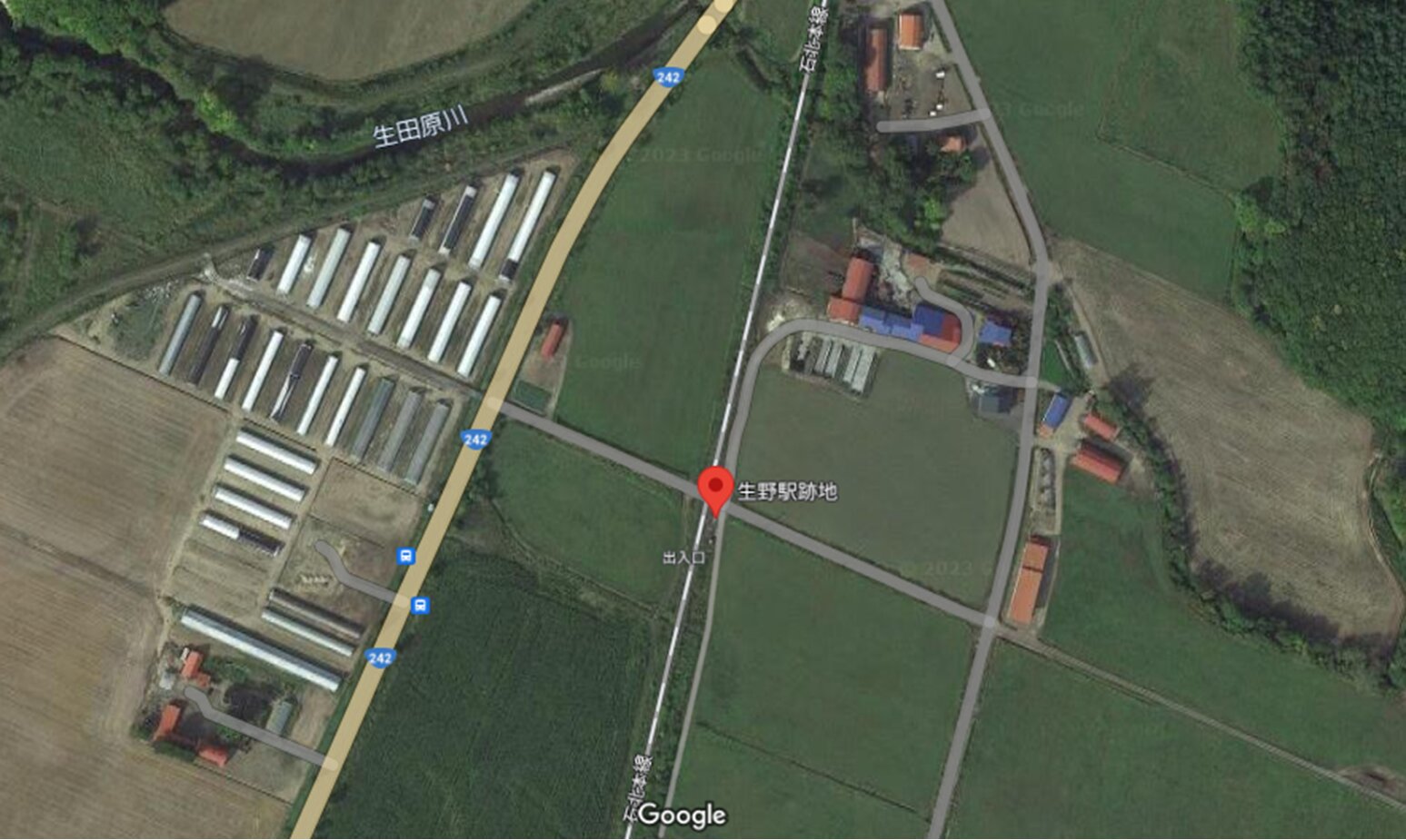生野駅跡の位置　　(C)Google