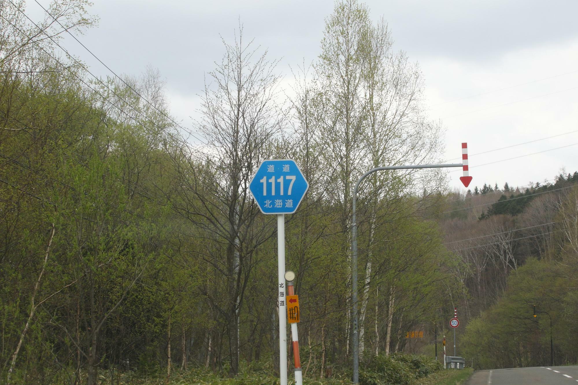 近くにある北海道道1117号標識