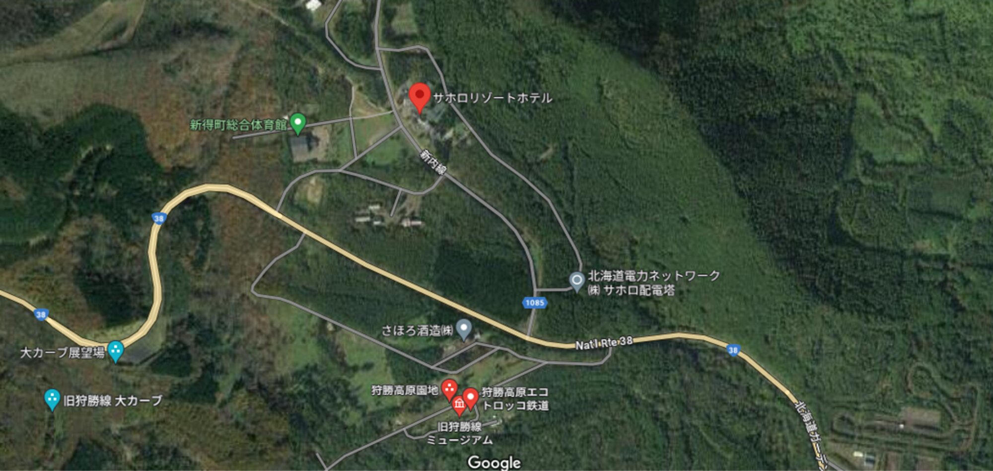 旧国鉄新内駅跡の位置　(C)Google