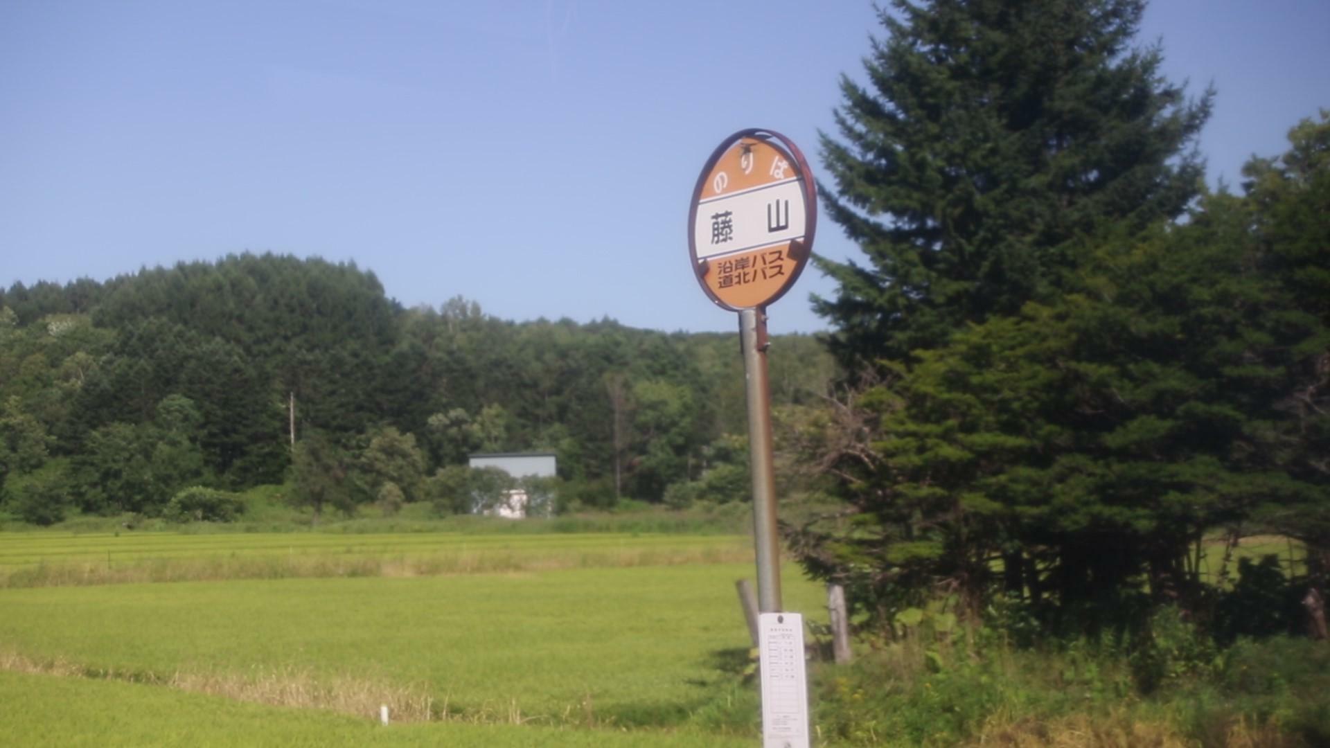 藤山駅跡最寄の「藤山」停留所(車内から撮影)