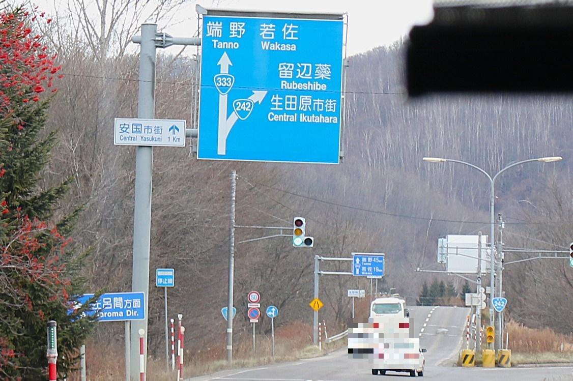 国道242号と国道333号との分岐点