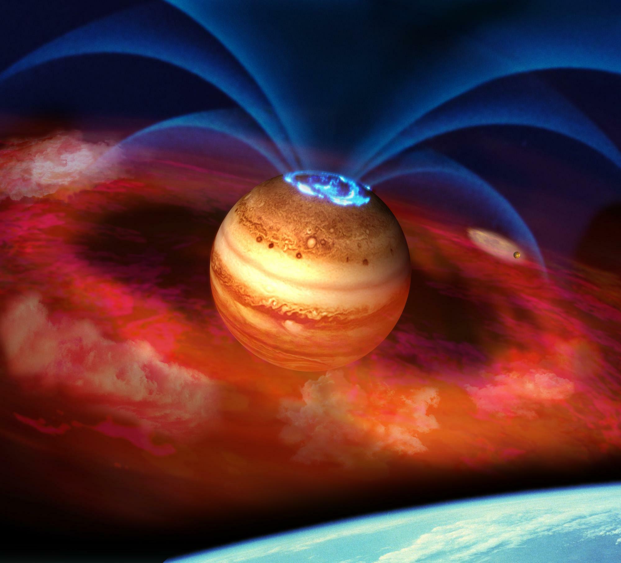 木星で発生するオーロラのイメージ©JAXA