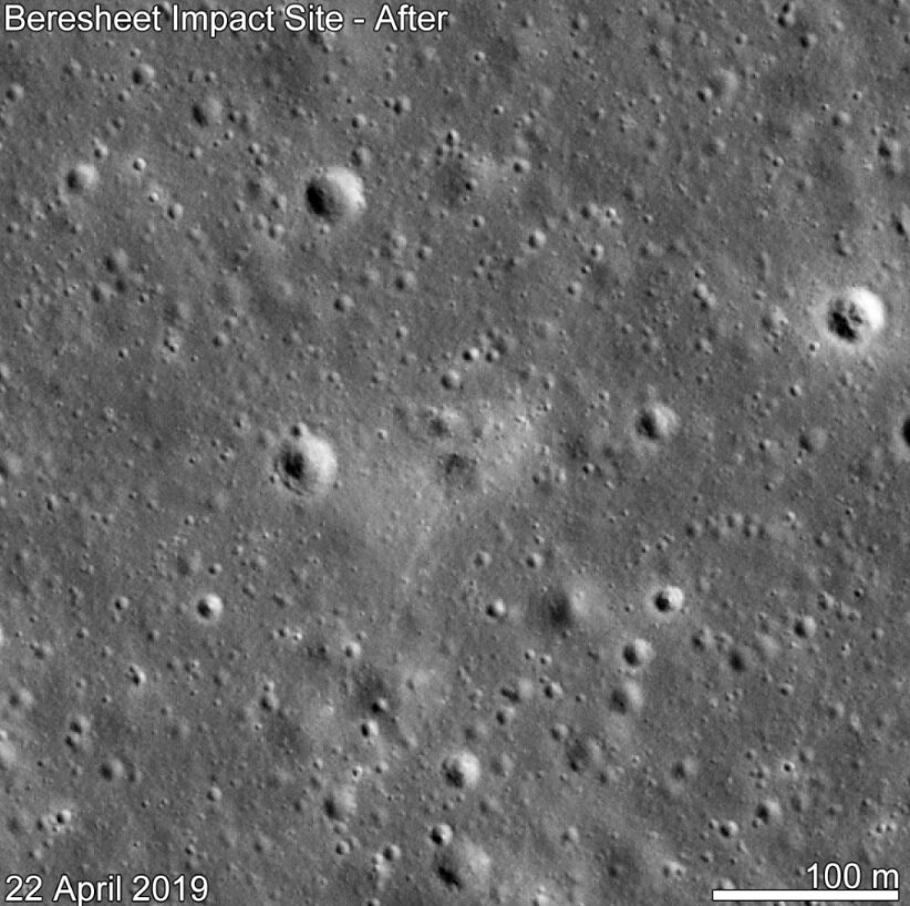 月着陸機「ベレシート」墜落後の月面画像©Wikipedia