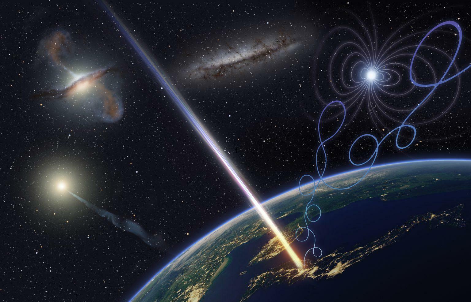 極高エネルギー宇宙線による次世代天文学の概念図　出典：大阪公立大学/京都大学/Ryuunosuke Takeshige