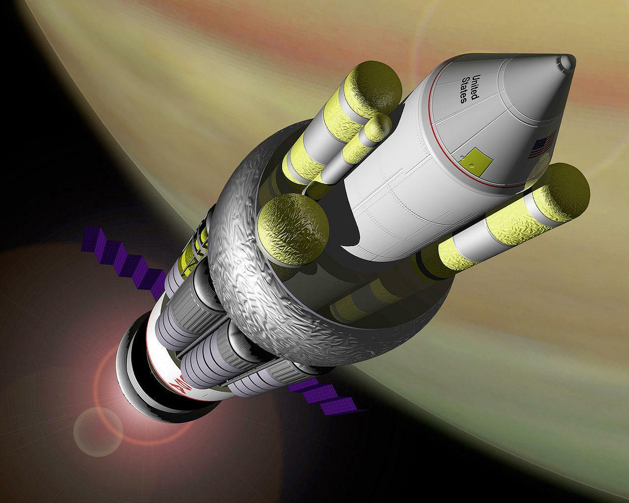 核パルスエンジンを搭載した宇宙船のイメージ図　出典：Wikipedia