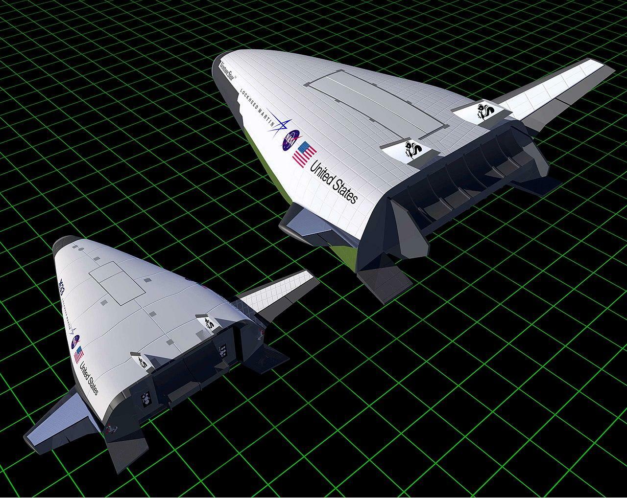 X-33(左)とベンチャースター(→)の比較　出典：NASA