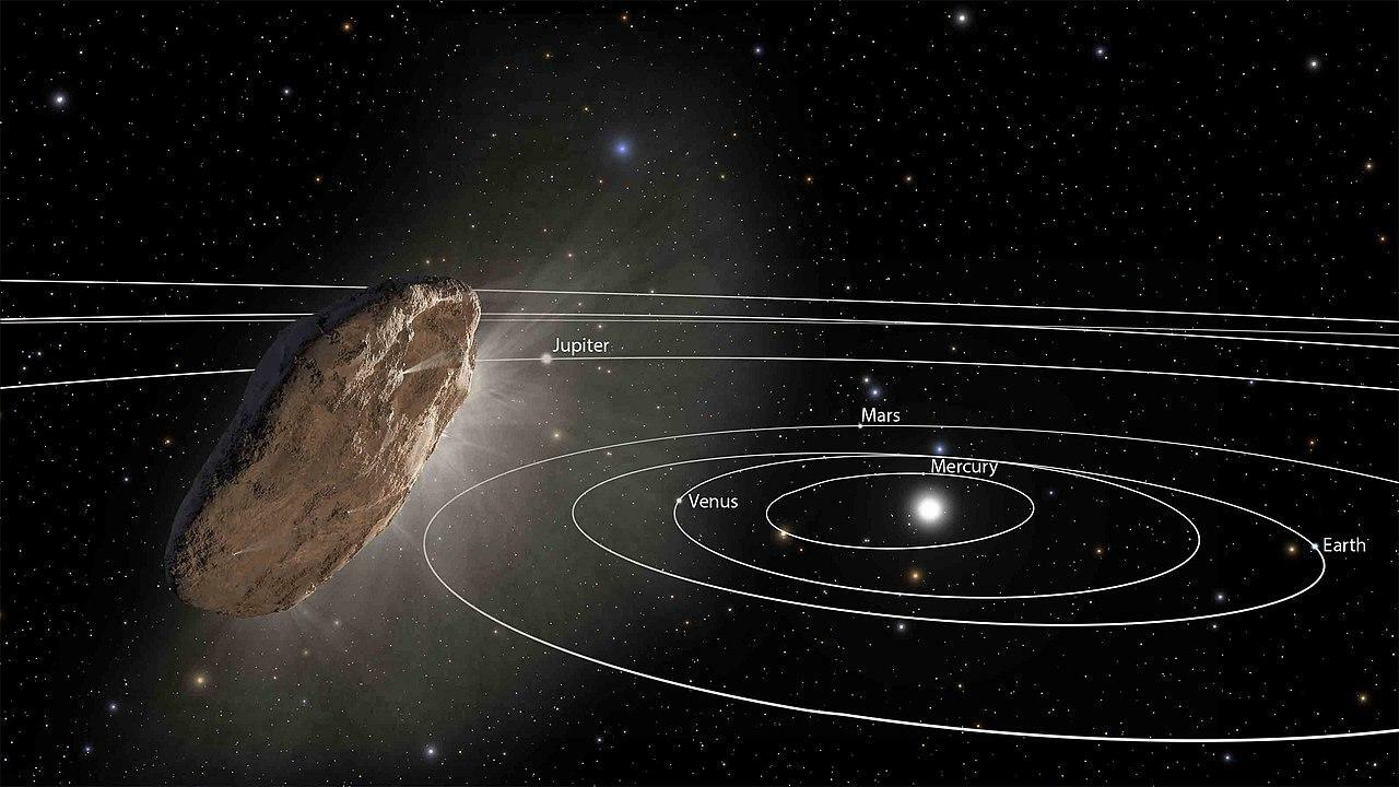 円形形状でのオウムアムアの想像図　出典：NASA/ESA/STScI