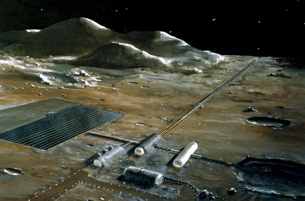 月面基地のマスドライバー　出典：パブリック・ドメイン