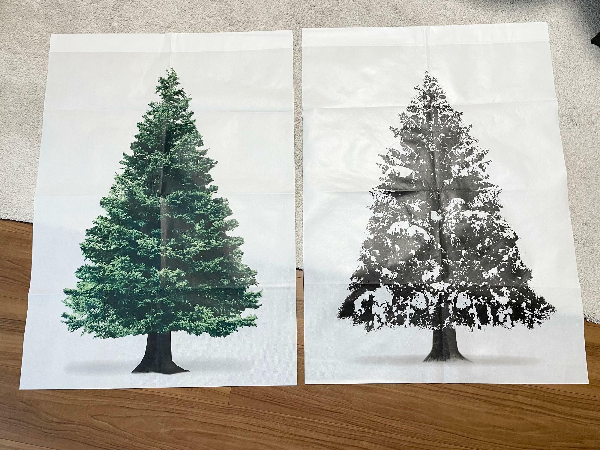 画像左：グリーンのツリー、画像右：モノトーンタイプのツリー（価格：1つ110円）