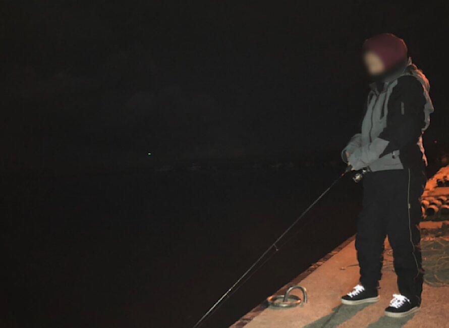 真冬の夜釣りは寒さとのたたかい